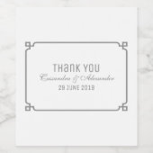 Gray Deco Chic Wedding Wijn Etiket (Enkel label)