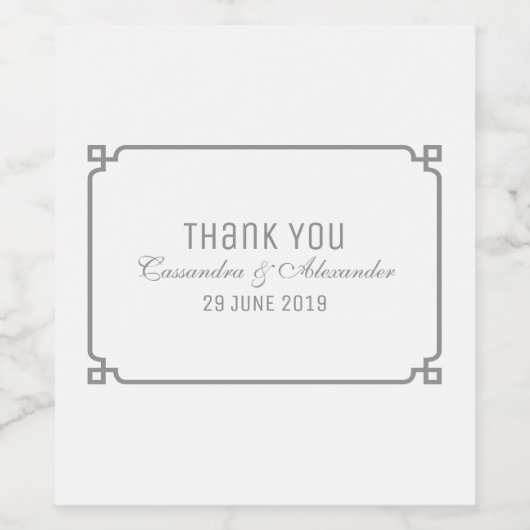 Gray Deco Chic Wedding Wijn Etiket (Enkel label)