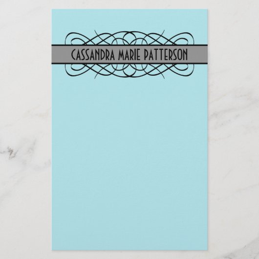 Gray Deco Flourish Briefpapier (Voorkant)