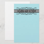 Gray Deco Flourish Briefpapier (Voorkant / Achterkant)