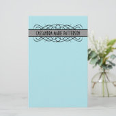 Gray Deco Flourish Briefpapier (Staand voorkant)