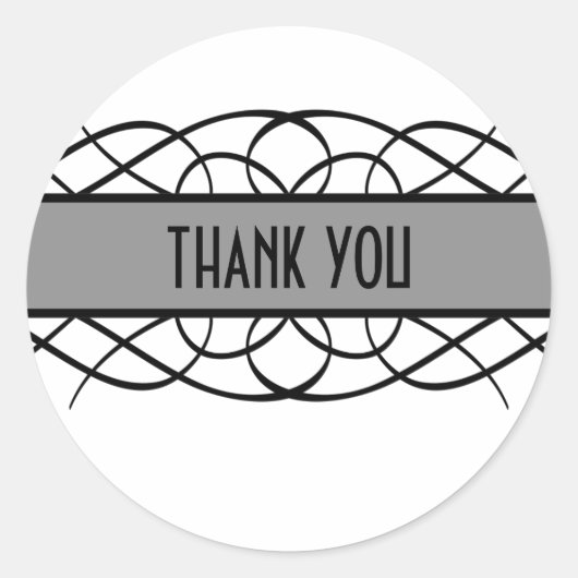 Gray Deco Flourish Dank je Stickers (Voorkant)