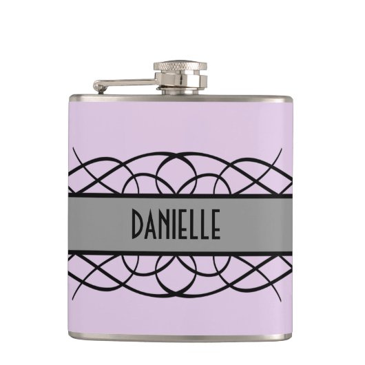 Gray Deco Flourish Flask Heupfles (Voorkant)