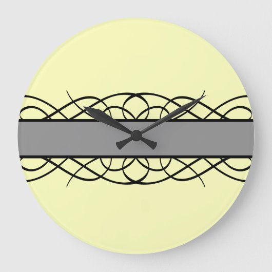 Gray Deco Flourish Grote Klok (Voorkant)