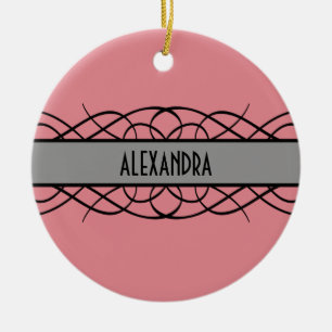 Gray Deco Flourish Keramisch Ornament