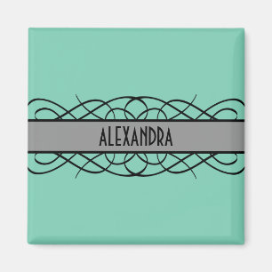 Gray Deco Flourish Magnet