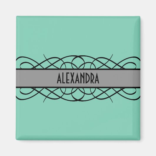 Gray Deco Flourish Magnet (Voorkant)