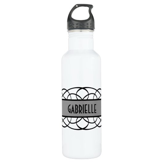 Gray Deco Flourish Waterfles (Voorkant)