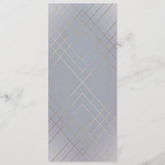 Gray Deco Geometric Gold Gatsby Wedding Menu (Achterkant)