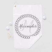 Gray Decorative Circle Monogram Golfhanddoek (Insitu)