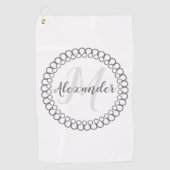 Gray Decorative Circle Monogram Golfhanddoek (Voorkant)