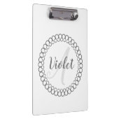 Gray Decorative Circle Monogram Klembord (Rechts)