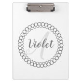 Gray Decorative Circle Monogram Klembord (Voorkant)