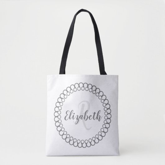 Gray Decorative Circle Pas Monogram Tas aan (Voorkant)