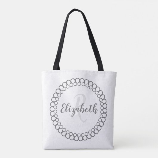 Gray Decorative Circle Pas Monogram Tas aan (Achterkant)