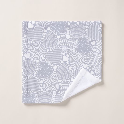 Gray Decorative Hearts Pattern Bad Handdoek (Wasdoekje)