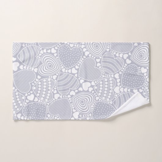Gray Decorative Hearts Pattern Bad Handdoek (Handdoek)