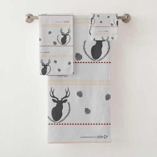 Gray Deer Patroon Bad Handdoek (Insitu)
