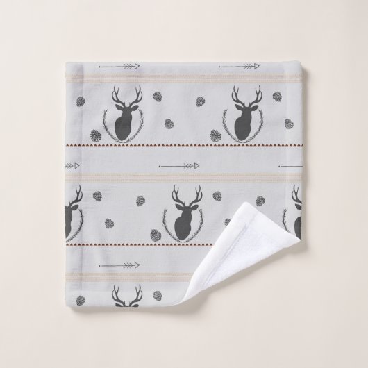 Gray Deer Patroon Bad Handdoek (Wasdoekje)