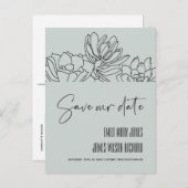 GRAY DESERT CACTI SUCCULENT SKETCH BEWAREN DE DATU AANKONDIGINGSKAART (Voorkant / Achterkant)