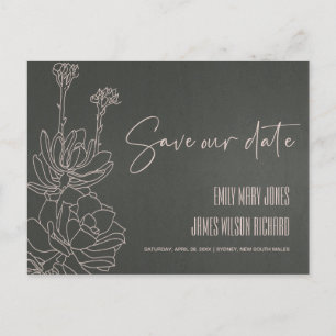 GRAY DESERT CACTI SUCCULENT SKETCH BEWAREN DE DATU AANKONDIGINGSKAART