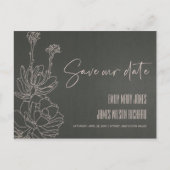 GRAY DESERT CACTI SUCCULENT SKETCH BEWAREN DE DATU AANKONDIGINGSKAART (Voorkant)