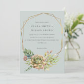 GRAY DESERT SUCCULENT CACTI FOLIAGE LIJST WEDDING KAART (Staand voorkant)