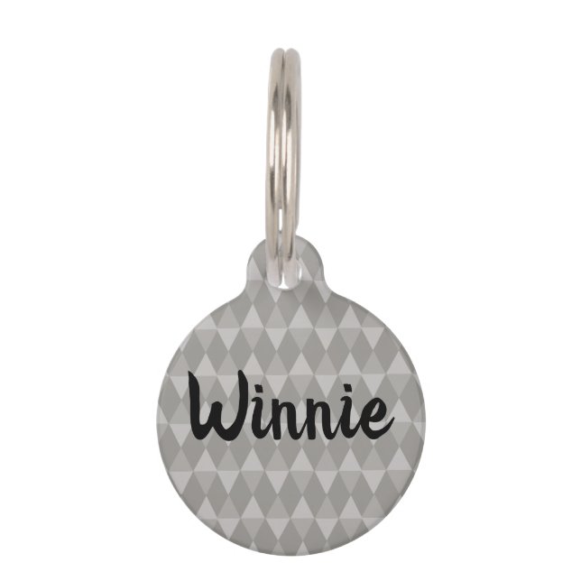 Gray Diamond Pattern Huisdierpenning (Voorkant)