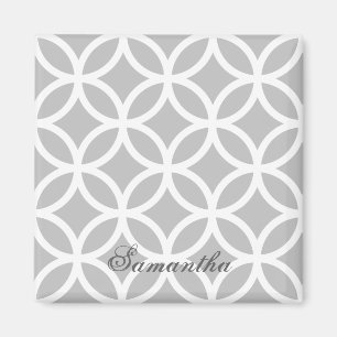 Gray Diamond Pattern Personalized Magnet