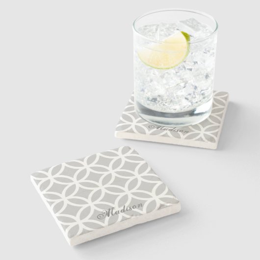 Gray Diamond Pattern Personalized Stone Onderzette Stenen Onderzetter (Zijkant)