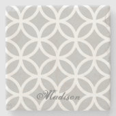 Gray Diamond Pattern Personalized Stone Onderzette Stenen Onderzetter (Voorkant)