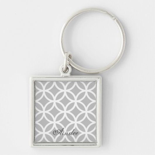 Gray Diamond Pattern Persoonlijke Sleutelhanger (Voorkant)
