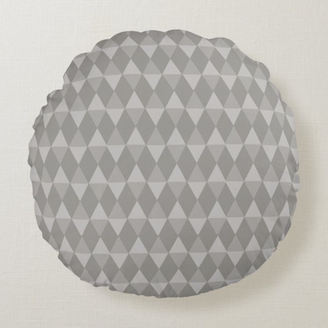 Gray Diamond Pattern Rond Kussen (Voorkant)