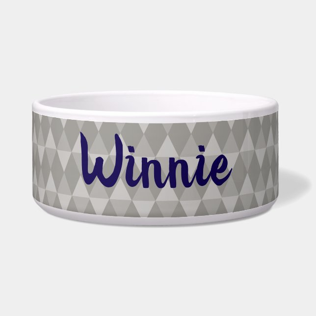 Gray Diamond Pattern Voerbakje (Voorkant)