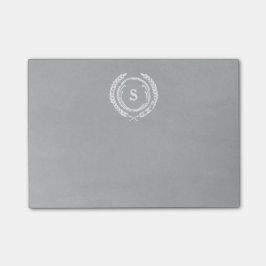 Gray Distress Laurel Monogram Post-it® Notes