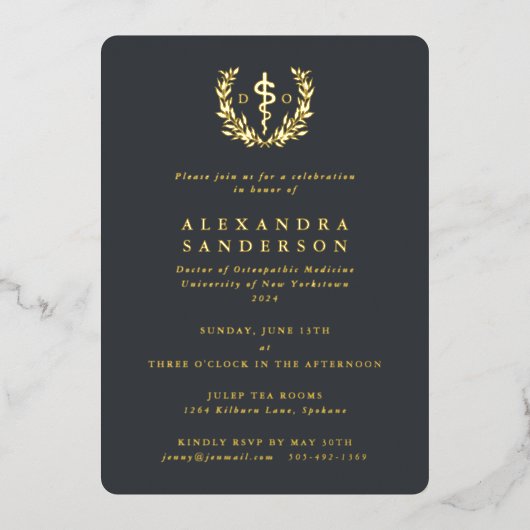 Gray Doctor in de osteopathische geneeskunde Afstu Folie Uitnodiging (Voorkant)