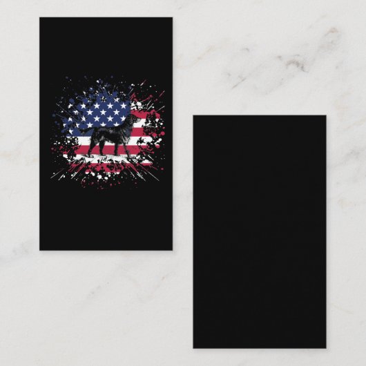 Gray Dog American Flag USA Patriotic Hondenliefheb Visitekaartje (Voorkant / Achterkant)