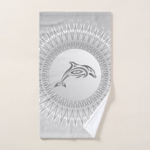 Gray Dolphin Mandala Handdoek