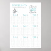 Gray dove aqua blue trouwzittafel plan 1-9 poster (Voorkant)