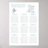 Gray dove aqua blue trouwzittafel plan 1-9 poster (Voorkant)