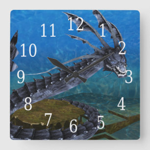 Gray Dragon Clock Vierkante Klok