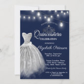 Gray Dress Navy Blue Quinceañera Kaart (Voorkant)