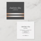 Gray | Dubbele goudstrepen met Roos stijlvol Vierkante Visitekaartje (Voorkant / Achterkant)