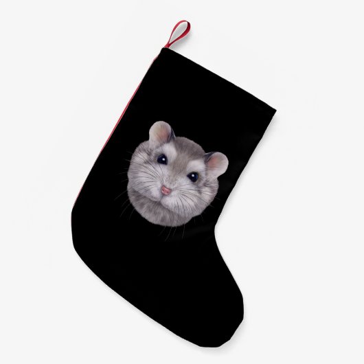 Gray Dwarf Hamster Face Kleine Kerstsok (Voorkant (Hangend))