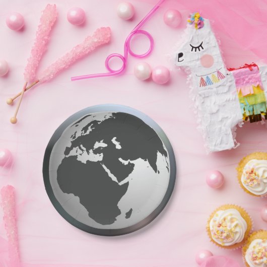 Gray Earth Wereldbol Papier Borden Papieren Bordje (Feest)