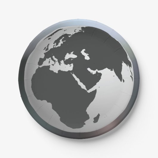 Gray Earth Wereldbol Papier Borden Papieren Bordje (Voorkant)