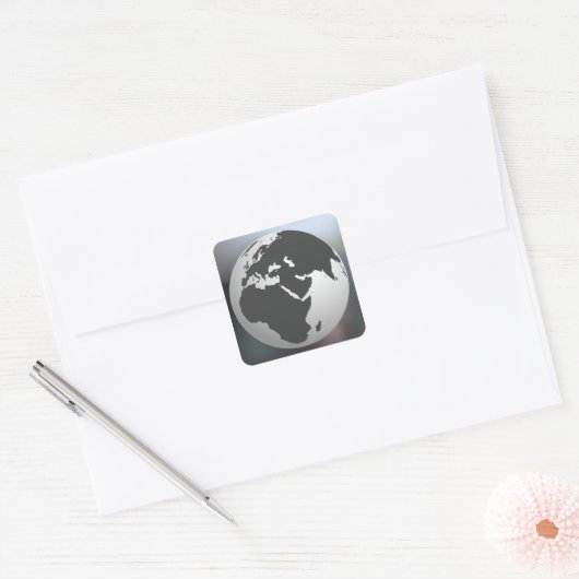 Gray Earth Wereldbol Square Sticker (Envelop)