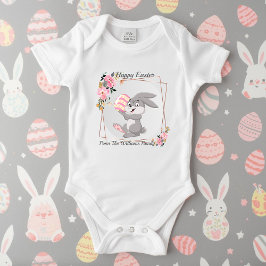 Gray Easter Bunny Personalized Baby Bodysuit
