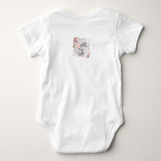Gray Easter Bunny Personalized Baby Bodysuit (Achterkant)