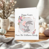 Gray Easter Bunny Personalized Folded Card Kaart